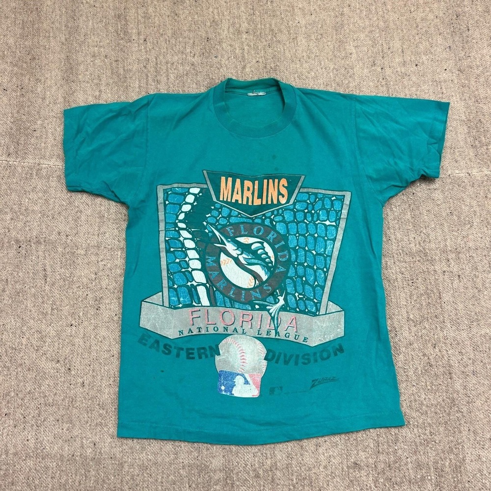 Vintage‎ Florida Marlins Shirt Mens Medium Blue 1990s MLB Baseball